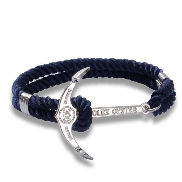 

eif dock silver color stainless steel men large size anchor weave leather bracelets black rope male wrap met qylzve
