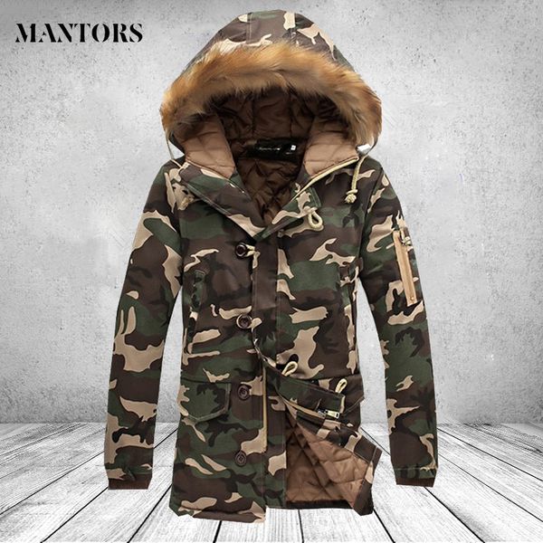 

winter camouflage jacket men thick warm long jackets parkas hombre brand clothing mens fur hooded coat outwear male plus size kg-1072, Black