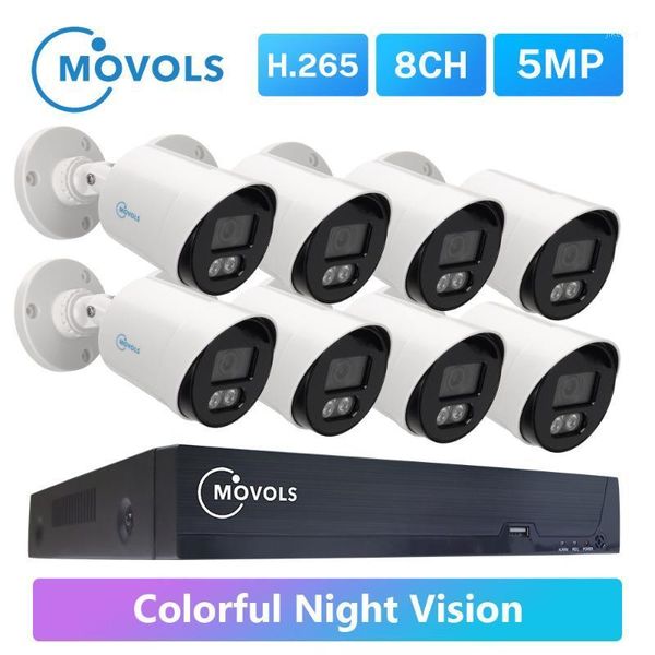 

movols 5mp colorful night vision surveillance system 8ch h.265+ p2p dvr outdoor waterproof home cctv camera security system kit1