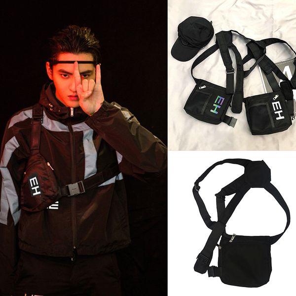 

reflective letters men chest rig bag small tactical chest bags hip-hop vest bag outdoor streetwear for women waist pack purse c1026