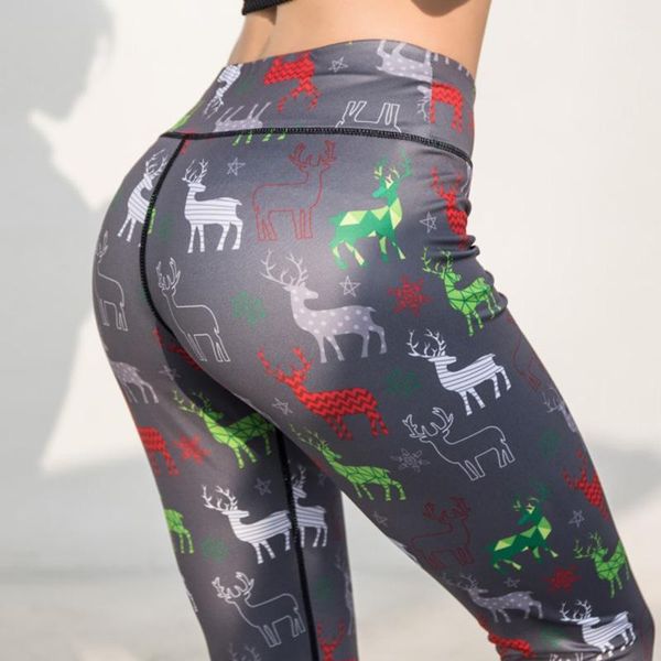 

new skinny printing leggings women's elk cartoon pattern trousers high waist patchwork pants female workout fitness leggings1, Black