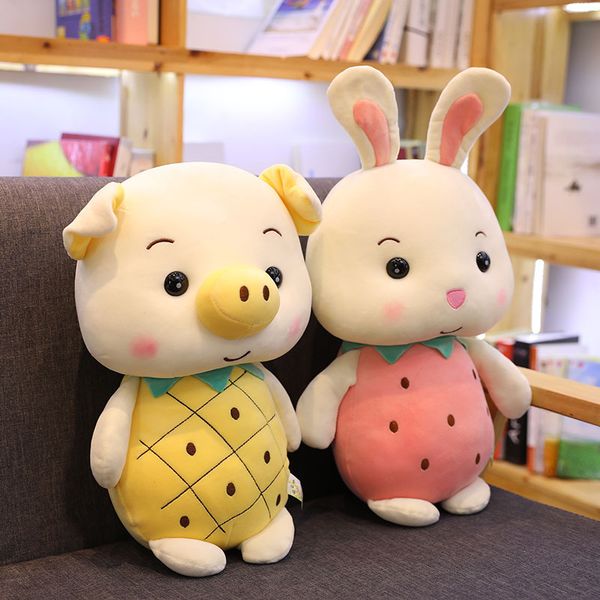 

2020 fruit pig stuffed toy fruit rabbit doll big pillow doll gift for children a throw pillow to help your baby sleep