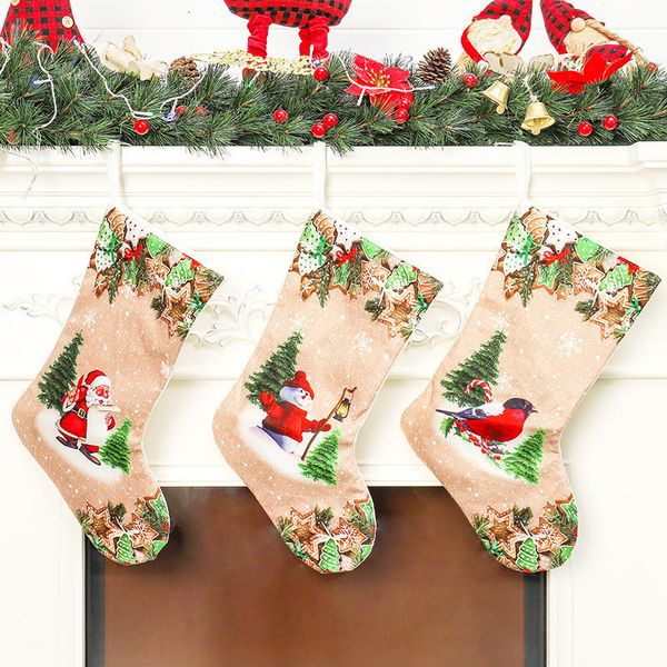 

hanging 20 inch santa snowman xmas decoration stocking christmas stockings candy gift bags 50pcs t1i