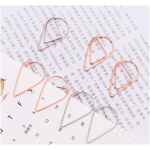 

10 pieces/lot portable plastic drop shaped paper clips gold silver color funny kawaii bookmark office school statione jllpkn sinabag