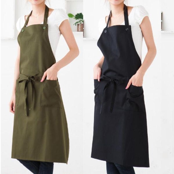 

aprons brief clean anti-dirty dust dress solid color waterproof housework cooking bake pockets adjustable bib wholesale