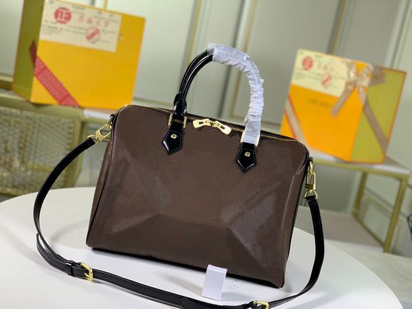 

luxury female designer bags damier ebène canvas material speedy handbag fashionable shoulder bag messenger bag arm handle crossbody tote bag