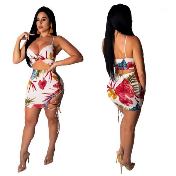 

bandage print strapless sleeveless with skirts women bodycon dress suits1, White