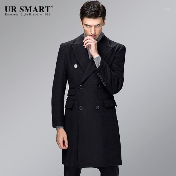 

style ursmart new winter men black wool coat double-breasted business men jacket1