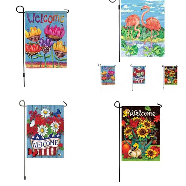 

sublimation garden tarpaulin flags sunflower flamingo bird flower pumpkin printing christmas flag waterproof party outdoor decor 6 2ex g2