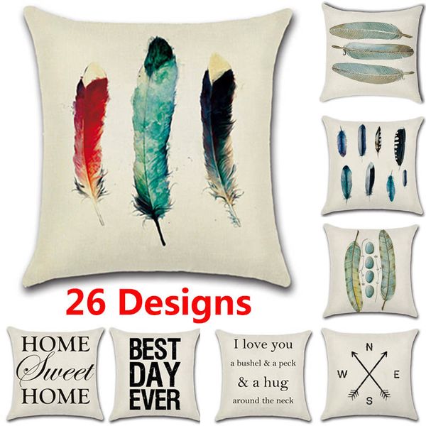 

45*45cm decorative throw pillow case covers cotton feather letter home car sofa cushion 18 x 18 inch wx9-299