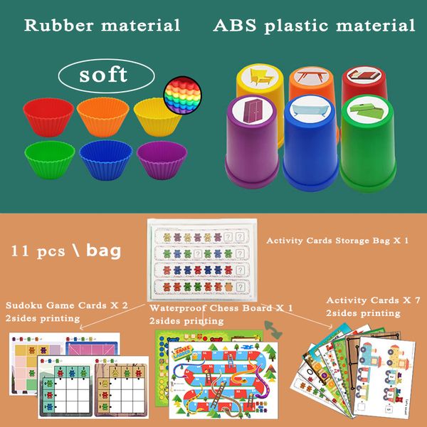 

counting stack montessori cups bears box rainbow color weights sensory baby mintessori educational toys games children new