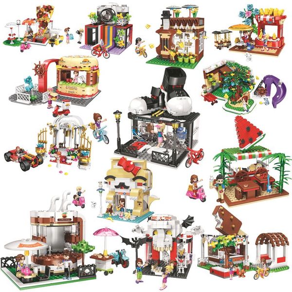 

architecture street view building blocks girl princess store shop house model diy bricks figures fun toys for children gift yxlols