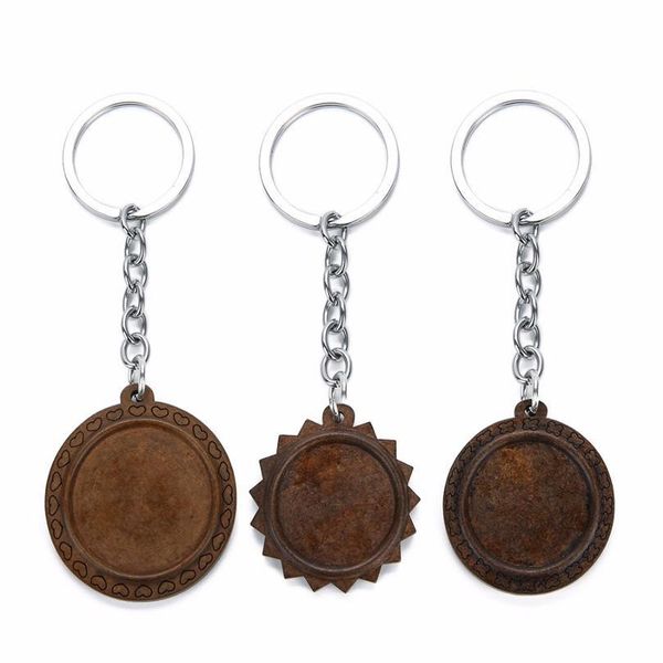 

louleur brown wood cabochon base 25mm 30mm dia blank wooden key ring pendant trays for diy key chain jewelry accessorie jllmgx