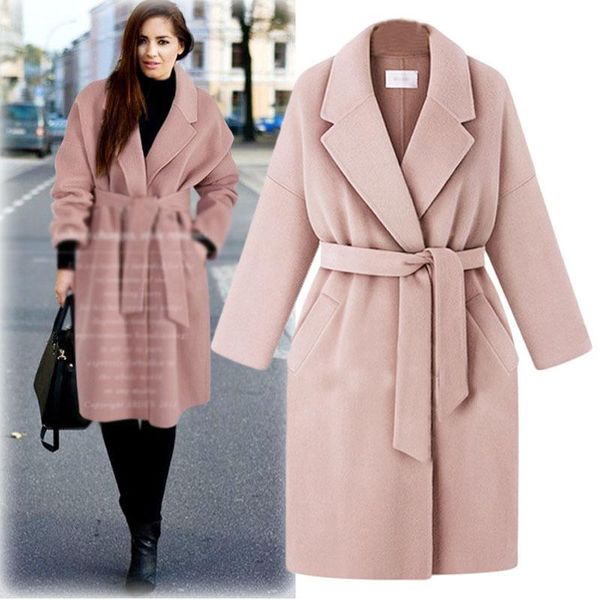 

korean design 2020 ladies autumn and winter trench coat plus plus size ladies long coat trench abrigos mujer, Black
