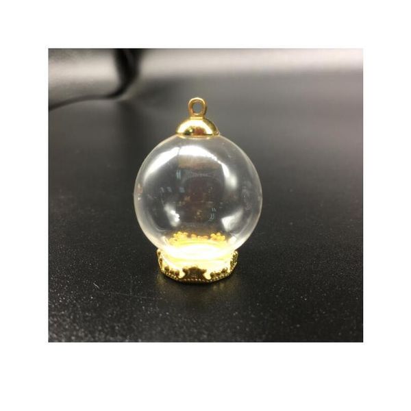 

300sets 25*15mm terrarium metal glass globe with jewelry findings set glass vial pendant wishing bottle glass pendan sqcuxo, Black