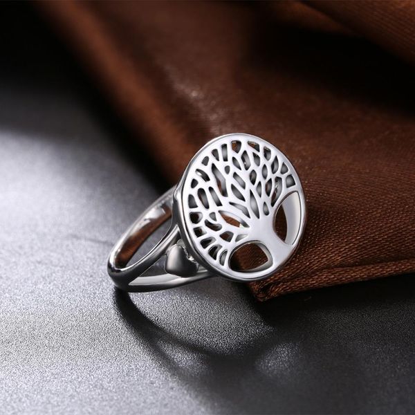 

wholesale price women silver ring tree life charms wedding jewelry girl gift fashion classic jewelry r892 h bbyfru