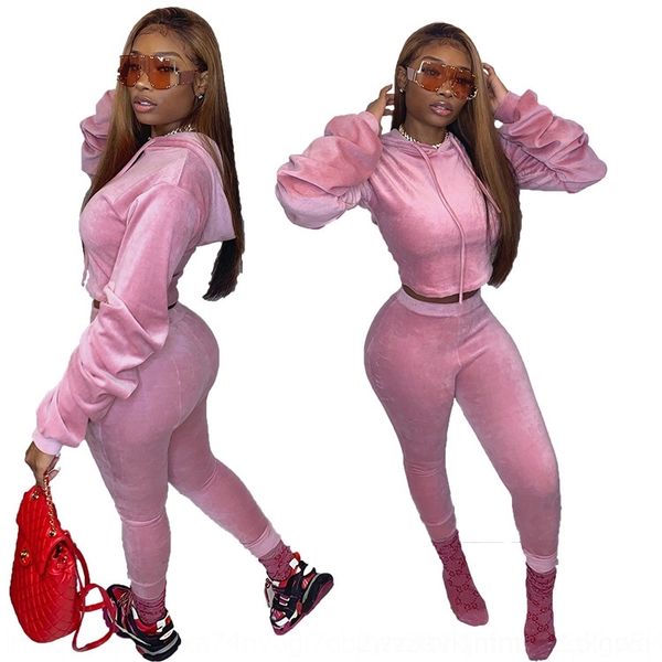 

wwhhh 2020 рукав длинный фитиль рукав женщин с капюшоном осень мода с вельвет с капюшоном длинный wick осень зима два куска установить wwc1m, Gray