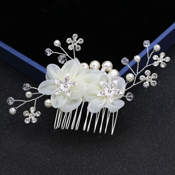 

women bridal ivory red flower hair comb crystal tiara pearls gorgeous hair jewellry wedding party decoration accessories 2020, Golden;silver