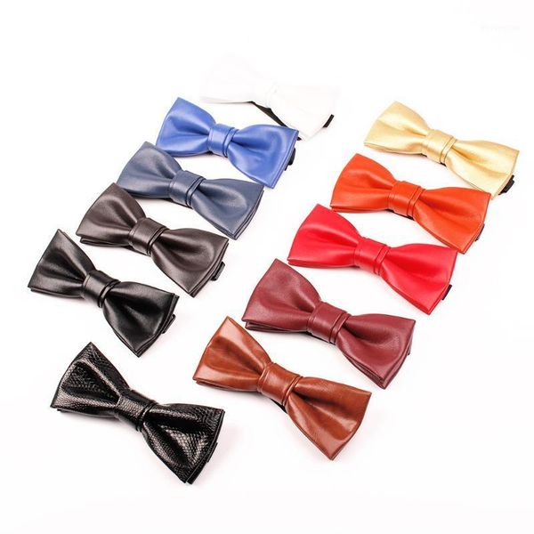 

linbaiway pu leather bowtie for mens suits solid wedding formal dress bow tie butterfly bowtie men tuxedo accessory custom logo1, Blue;purple