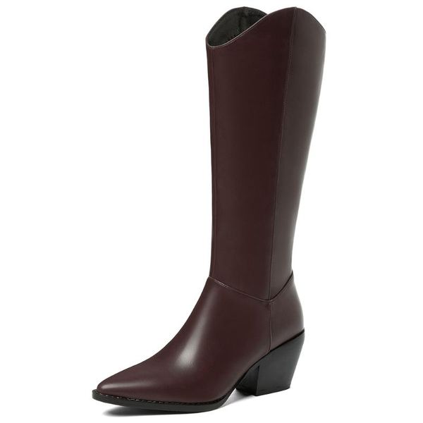 

boots sarairis brand large size 45 cosy high-quality western knee high stylish winter shoes women, Black