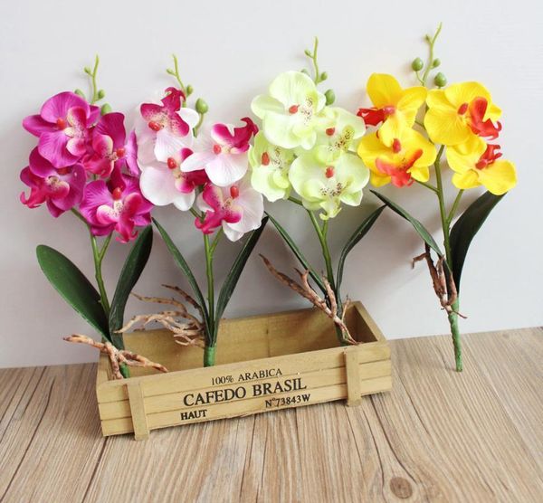 

28cm 4heads artificial butterfly orchid flower branch home garden decoration diy wedding flower wall arches fake flowers flores1