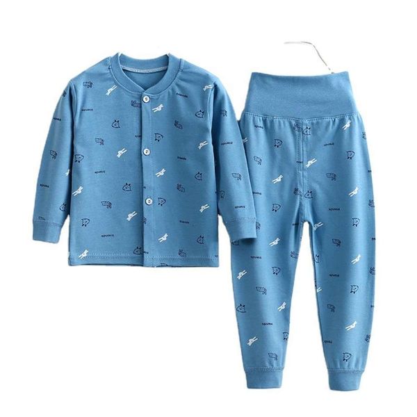 

baby spring underwear suit high waist autumn cotton children's cardigan pajamas, Blue;red
