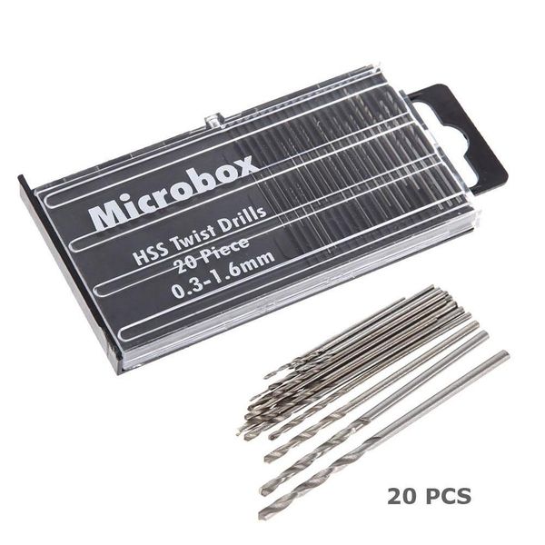 

20pcs tiny micro hss twist drill bit set 0.m-1.6mm model craft precision repair tool for jeweller sqcima sports2010