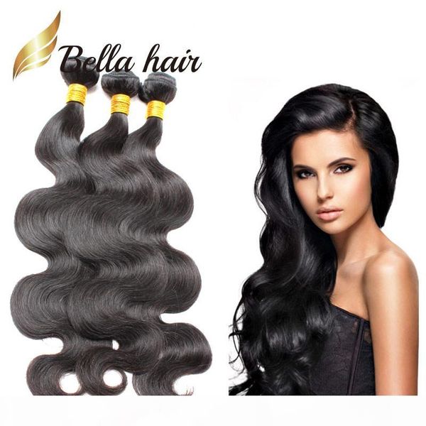 

bella hair 3bundles 100% unprocessed peruvian human hair weft natural color 9a queen hair wavy body wave hair weaves ing, Black
