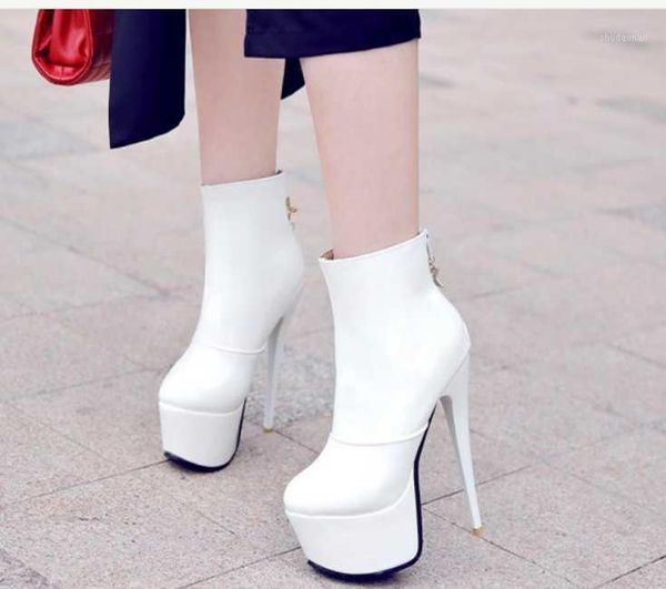 

boots spring ankle thin heel patent leather ultra high trade style women's boots1, Black