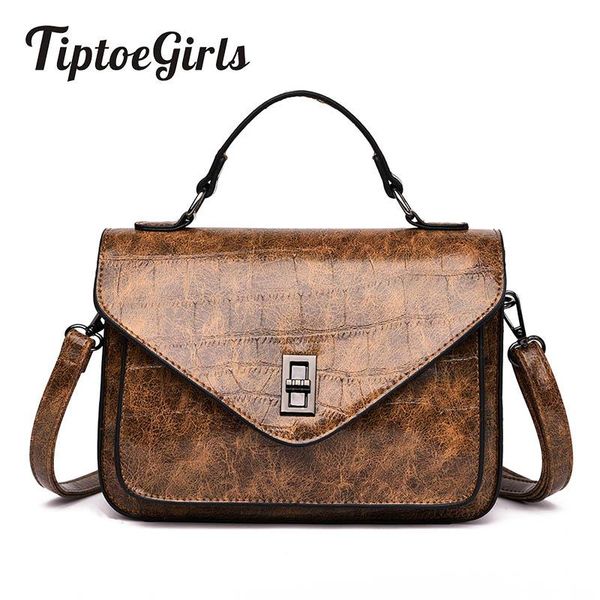 

oil wax skin ladies hand small square bag new fashion lock lock shoulder bag casual wild messenger