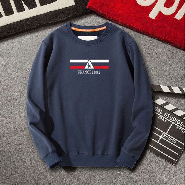 

french rooster sweater men's autumn winter round neck long sleeve loose cotton korean casual large size warm and plush, Black