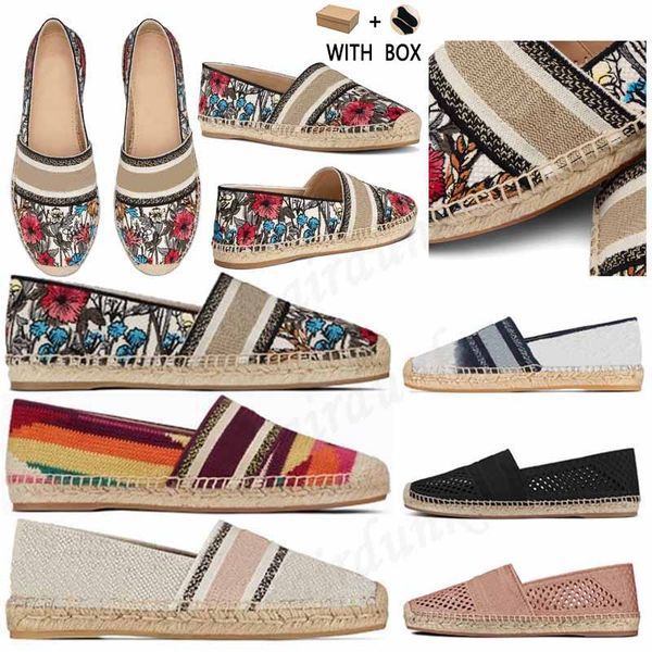 

2021 luxury espadrilles designer leather slip-on casual shoes summer patchwork women flat granville espadrille low cut white canvas #nh, Black