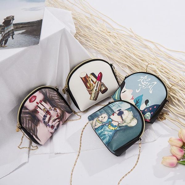 

crossbody bags for women 2020 new mini bag korean version shell bag cartoon printing chain fashion shoulder messenger female