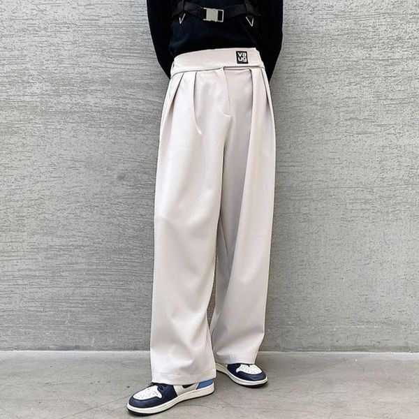 

men's pants male korea japan streetwear harem trousers men vintage casual wide leg straight suit pant1, Black