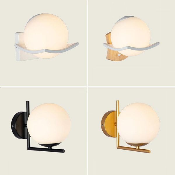 

modern glass ball wall lamp sconce led bedroom wall light fixture for home decor nordic foyer living room corridor luminaire e271