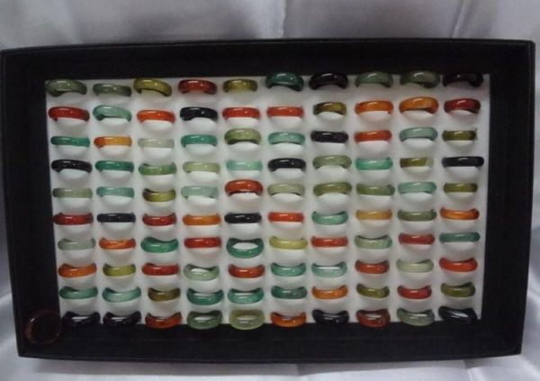 

various colour natural agate stone ring width 6mm jewel hand circle ishining jewelry jlllgf, Golden;silver