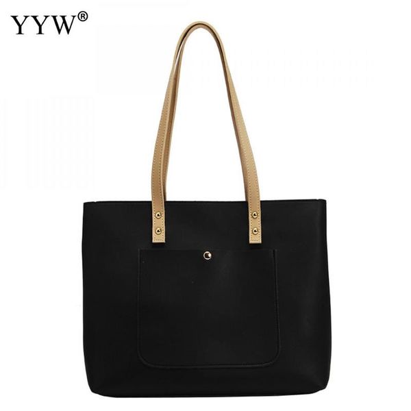 

concise large capacity shoulder bags leather casual shopping bag with purse handbags totes solid elegant hand bags for women
