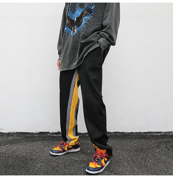 

oem custom trousers for men street wear velvet stock track pants with stripe
