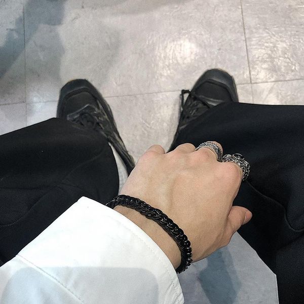 

link, chain gold black steel bracelets mens cuban link on the hand stainless chains bracelet male accessories gifts for hip hop
