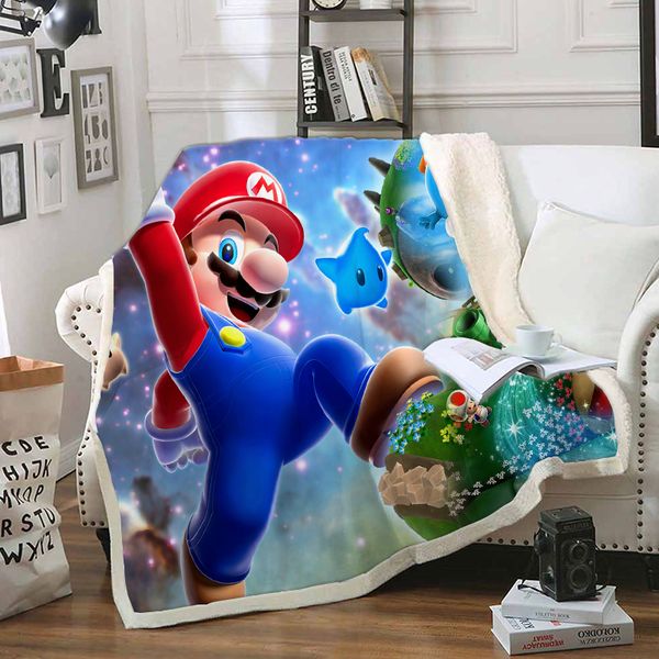 

2020 новая игра super mario 3d одеяло печать шерпа одеяло на кровати дети девушки цветка home textiles сказочной style 03