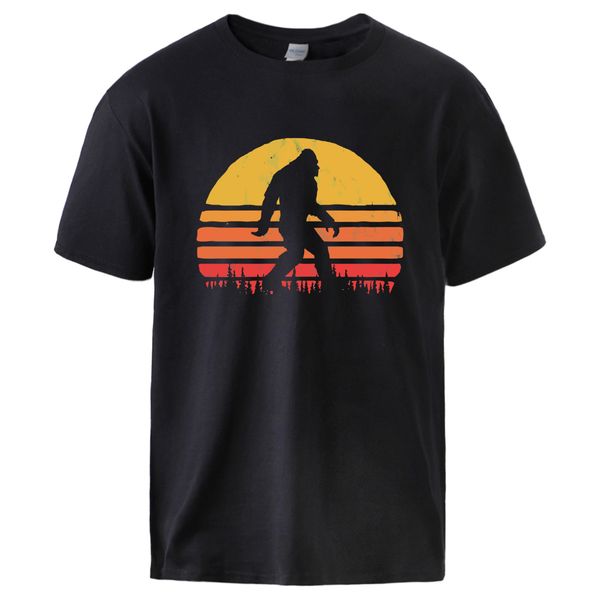 

retro bigfoot silhouette sun casual sportswear short sleeve casual fashion tee sport hooded sweatshirt hoodie men t shirt