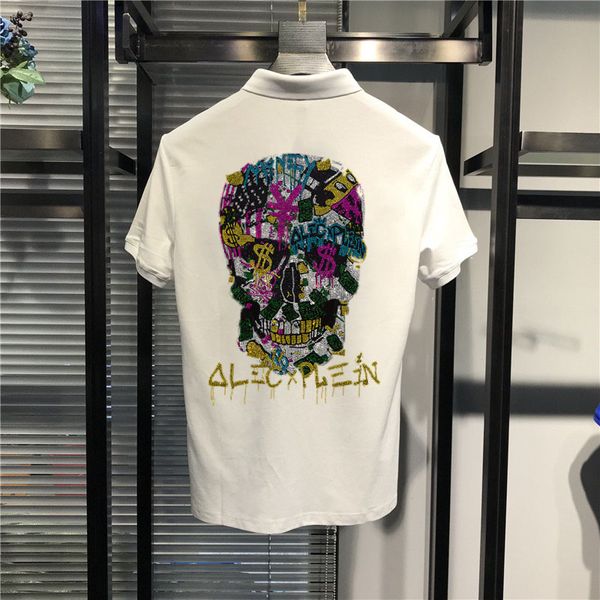 

алмазный камень лето рубашки поло мужчины горячие дрель хлопка с коротким рукавом дышащий fit работа поло мужчины поло ьотте размер m-4xl 03, White;black