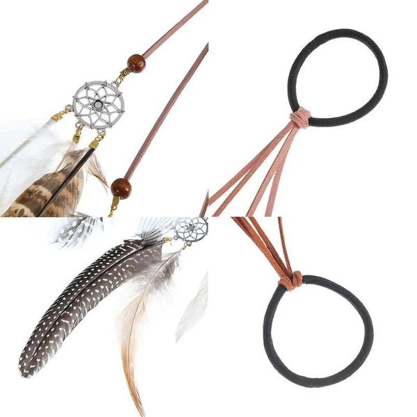 

haimeikang 1pc bohemian feather headdress color ponytail hair accessories fashion vacation hair accessories for gir qylhtv