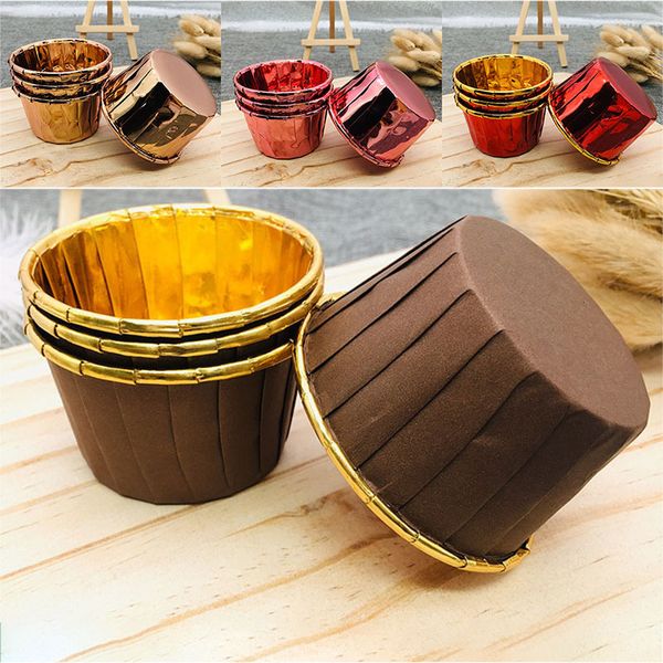 

brown gold cupcake liners paper cup cups cases muffin cake mold birthday party wedding decoration cupcake supplies wx9-1379