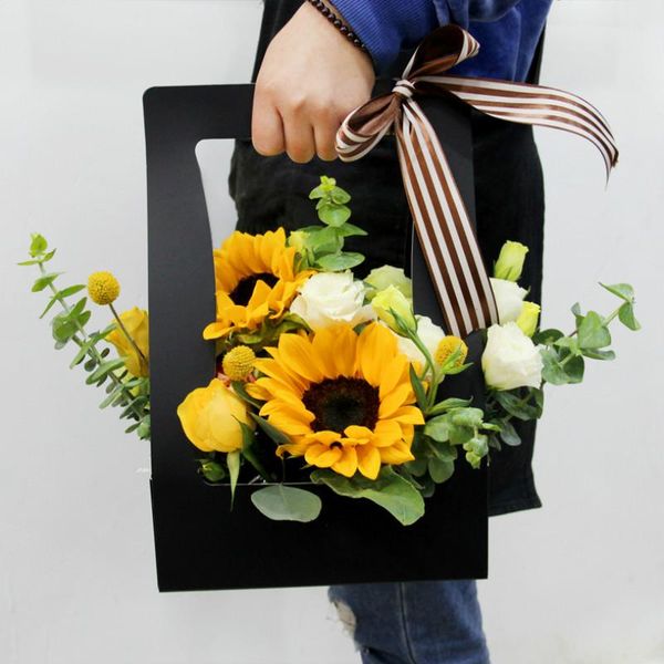 

decorative flowers & wreaths hand held flower paper basket gift box vintage wrapping bunch packaging material 5 pcs