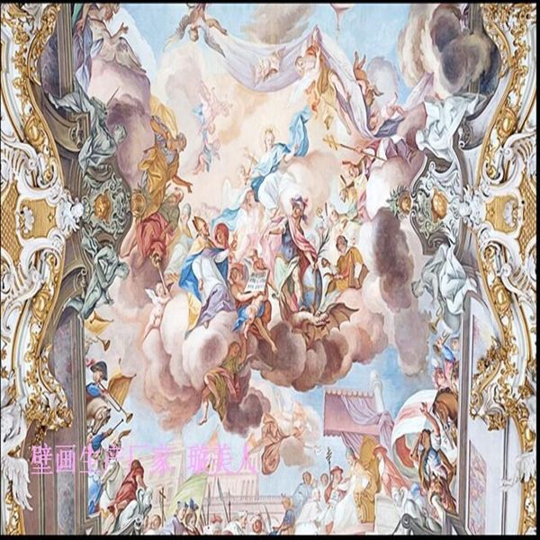 

dropship custom mural european style large mural ceiling decoration wallpaper 3d living room bedroom dome wallpaper1