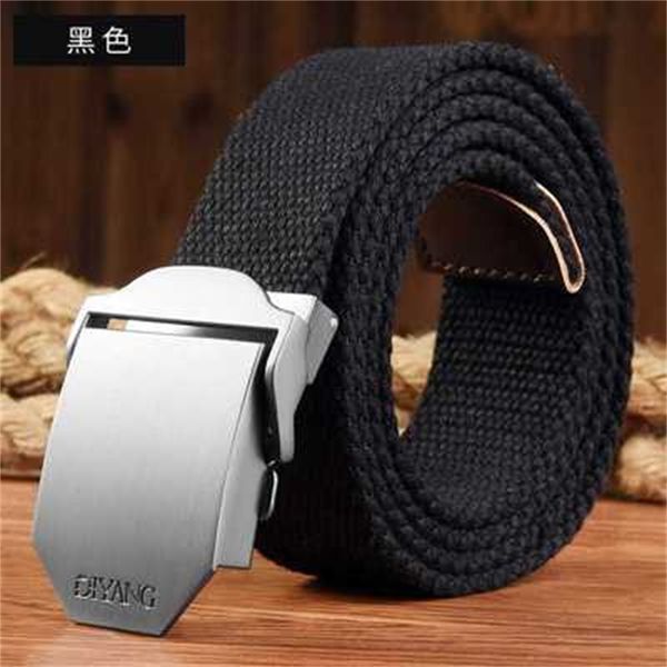 

samma canvas automatic buckle youth students leisure korean men's and women's military training cloth belt, Black;brown