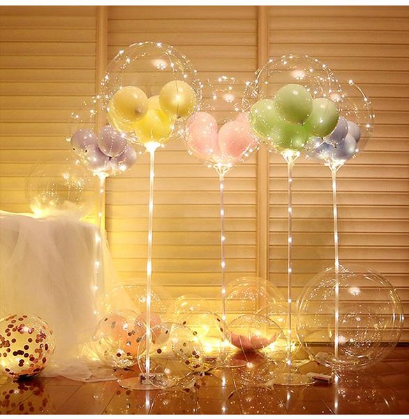 

led balloons light string luminous transparent bobo balloon stand kids favor toy for wedding birthday party fastival decoration