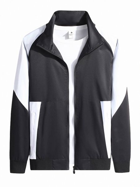 

men color block raglan sleeve jacket without tee i9q2#, Black;brown