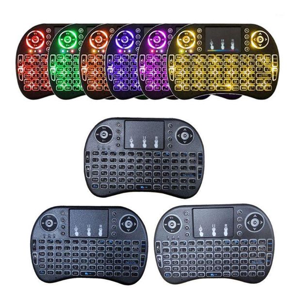 

russian spanish i8 mini 7 color backlit keyboard 2.4ghz touchpad air mouse 83xb1
